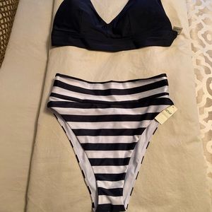 Aerie bathing suit navy/striped never worn